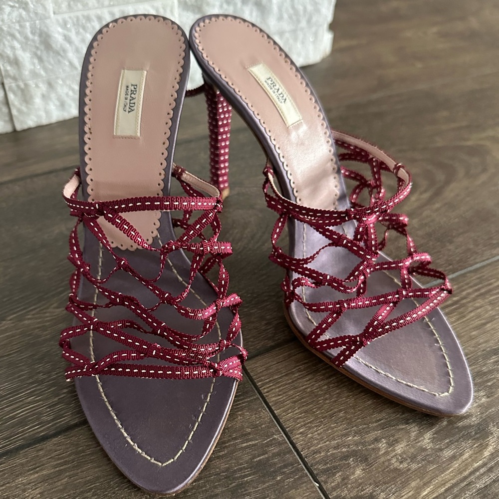 PRADA NEW SATIN & RIBBON SANDAL HIGH HEEL
